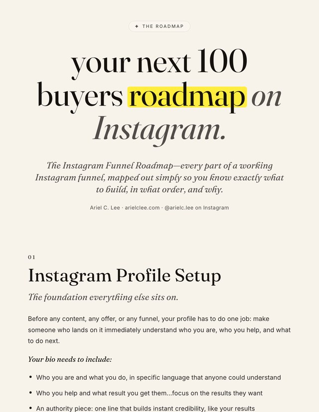 The roadmap, page 1: your next 100 buyers roadmap on Instagram