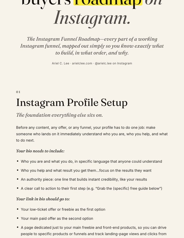 The roadmap, page 2: Instagram profile setup